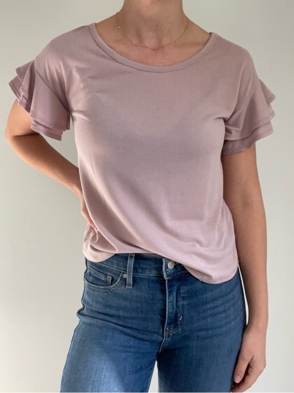 Sienna Sky Flutter Sleeve Modal Tee Mauve XS
